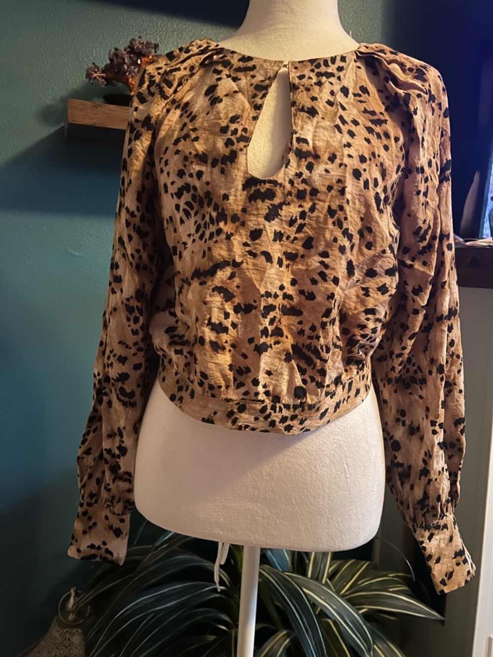 Banana Republic Leopard-Print Blouse in Tan and Black